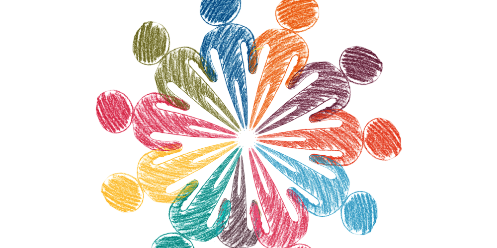 Bunter Kreis von gemalten Menschen